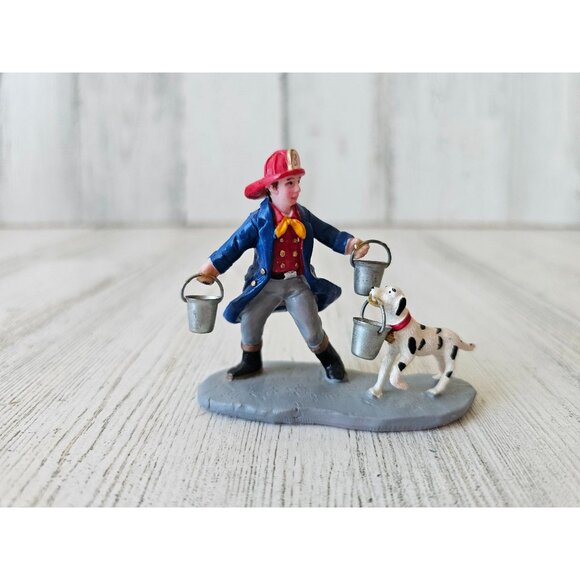Lemax firefighter Dalmatian buckets people accessory village - Picture 1 of 7